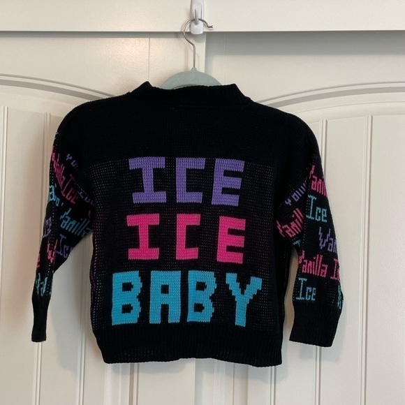 Vintage 1991 Rags Knitwear Vanilla Ice color block knit sweater size XS/small - Picture 9 of 12